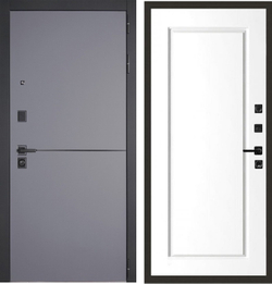 Входная дверь собранная в квартиру Лекс Гранд Модерн Софт графит / №118 Белый софт (белый матовый, без текстуры)