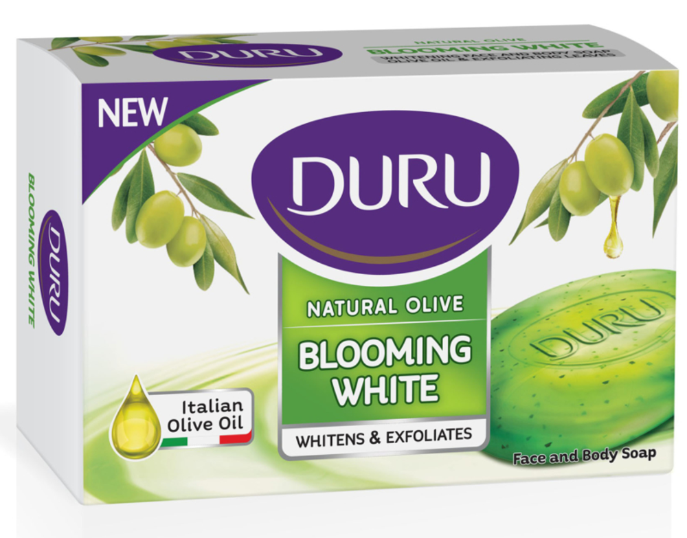 DURU Мыло туалетное, Natural Olive Blooming White, Олива, 140гр., блок 24шт., ДУРУ