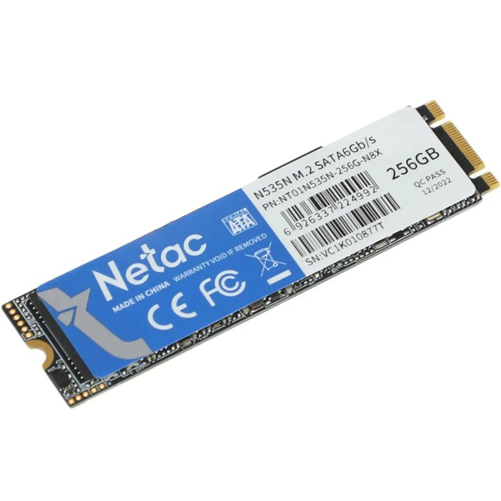 Жесткий диск SSD M.2 256Gb Netac N535N, 540/520MBs, 65000 IOPS, TLC 3D NAND, 2280, SATA-III (NT01N535N-256G-N8X)