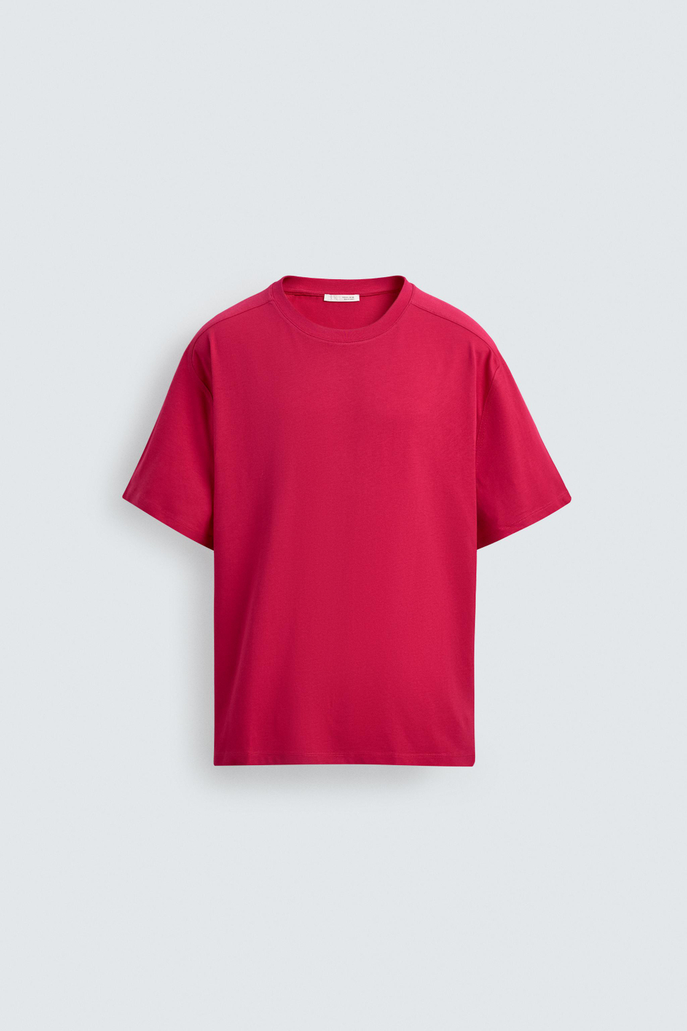 ZARA ФУТБОЛКА RELAXED FIT СО ШВАМИ, ЯРКАЯ ФУКСИЯ
