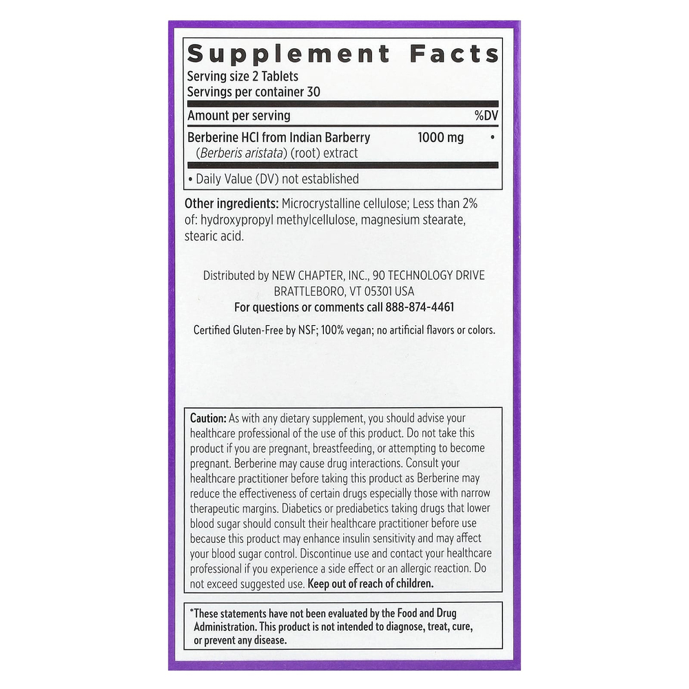 New Chapter, Berberine, 60 Vegan Tablets (500 mg per Tablet)