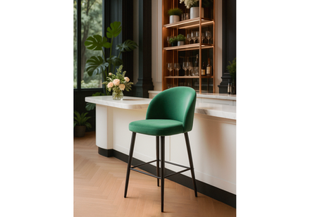 Барный стул Woodville Амизуре катания изумруд, черный матовый, ножки черные