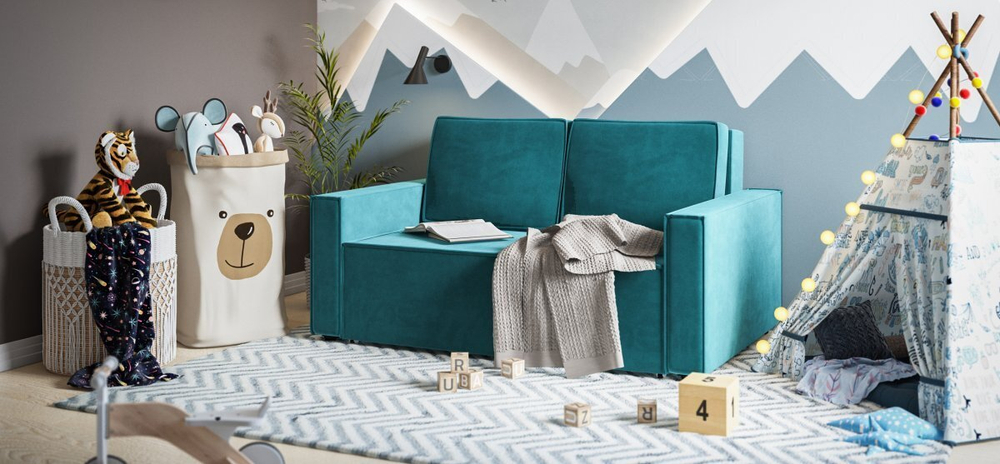 Диван Норд двухместный Велюр Монолит зеленый