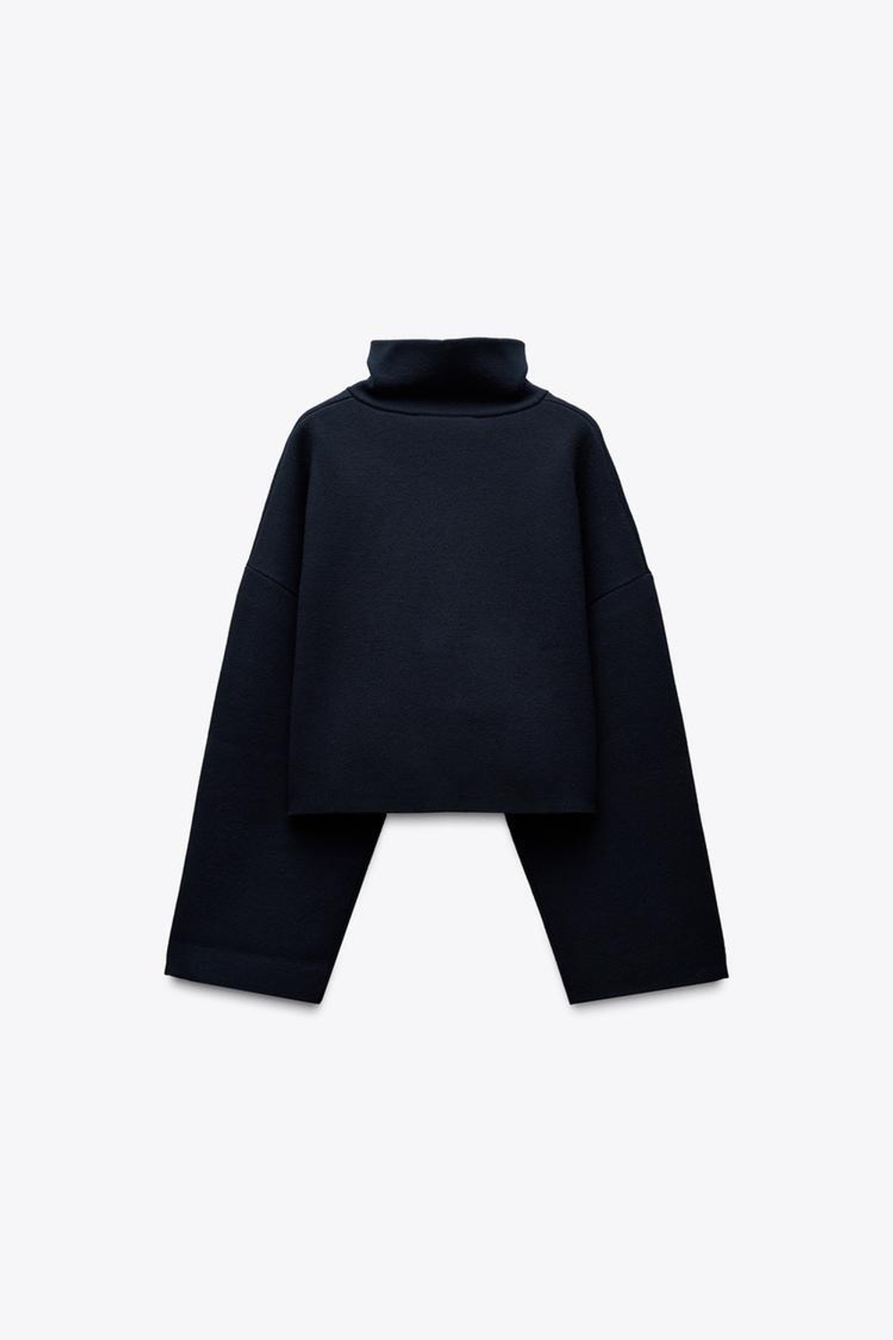 ZARA УКОРОЧЕННАЯ ТОЛСТОВКА С ОКАНТОВКОЙ, МОРСКОЙ СИНИЙ