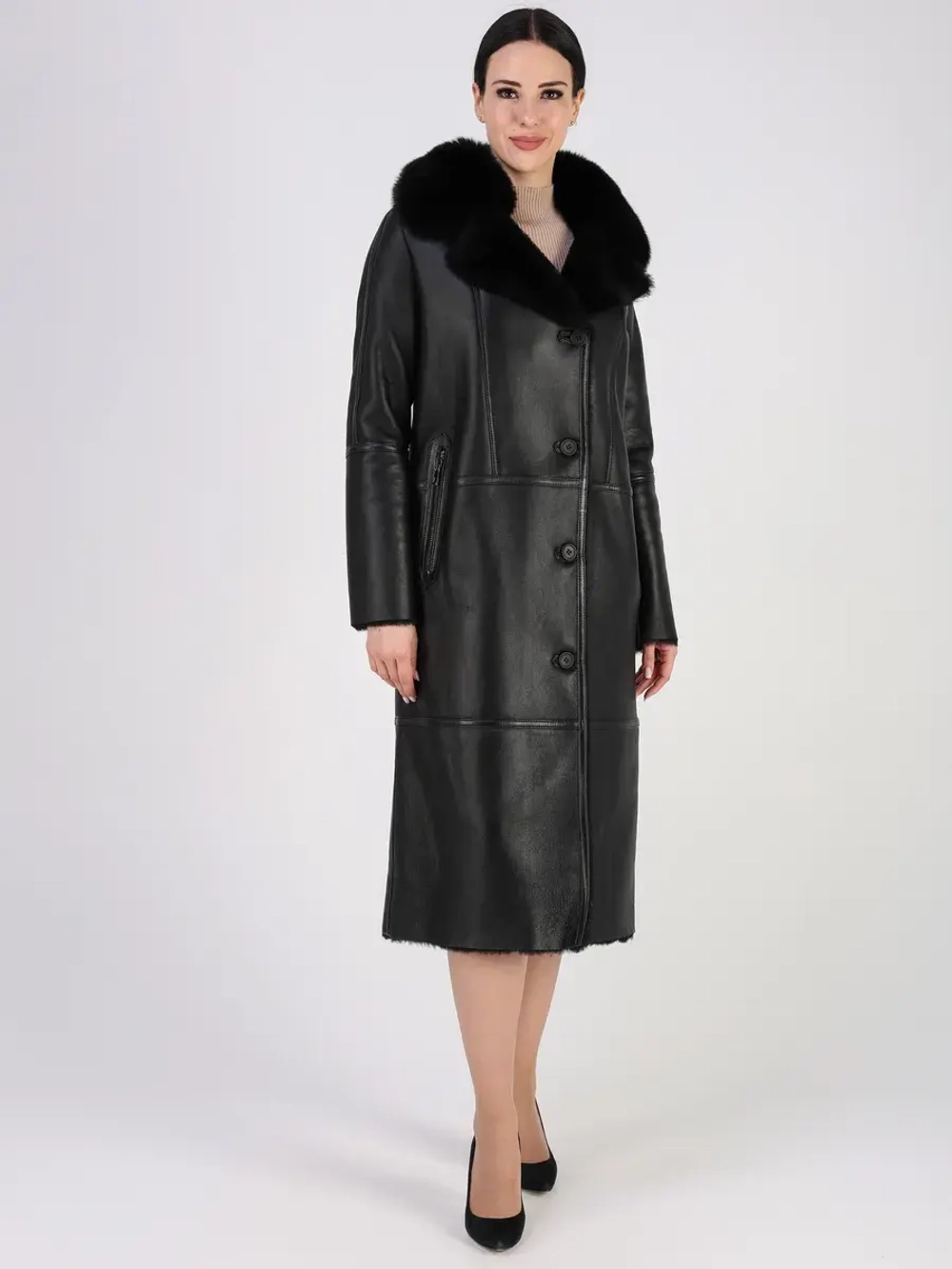 Дубленка зимняя натуральная длинная