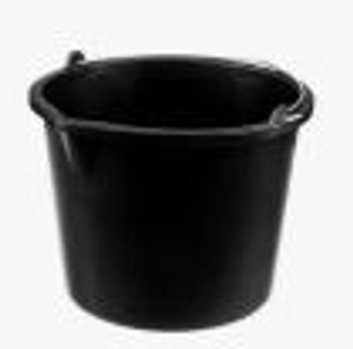 Ведро строит. пластик. усиленное 10л  чёрное, со сливом, оц.ручка,  Black White DEСOR/633-010