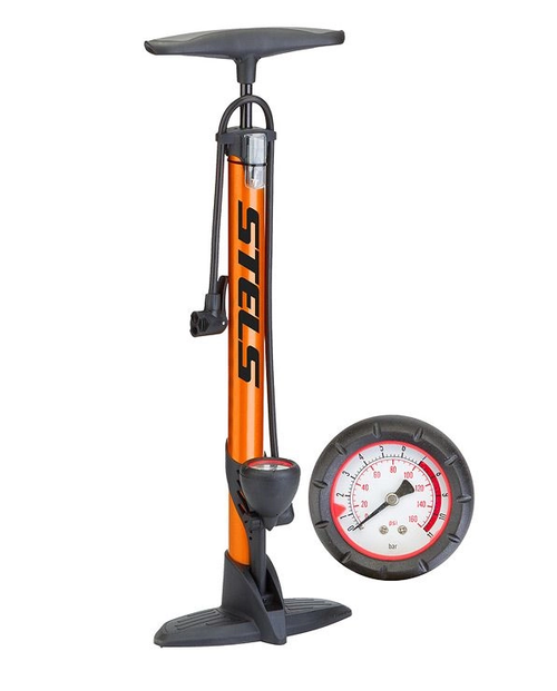 Насос напольный ручной ZF-030 STELS алюминиевый с манометром оранжевый