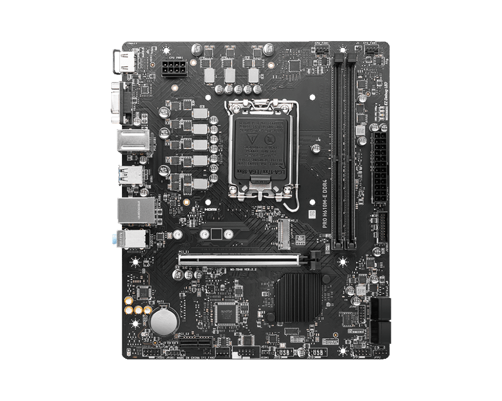 Материнская плата MSI PRO H610M-E DDR4 LGA1700 H610 2xDDR4 4xSATA3 M.2 VGA HDMI mATX