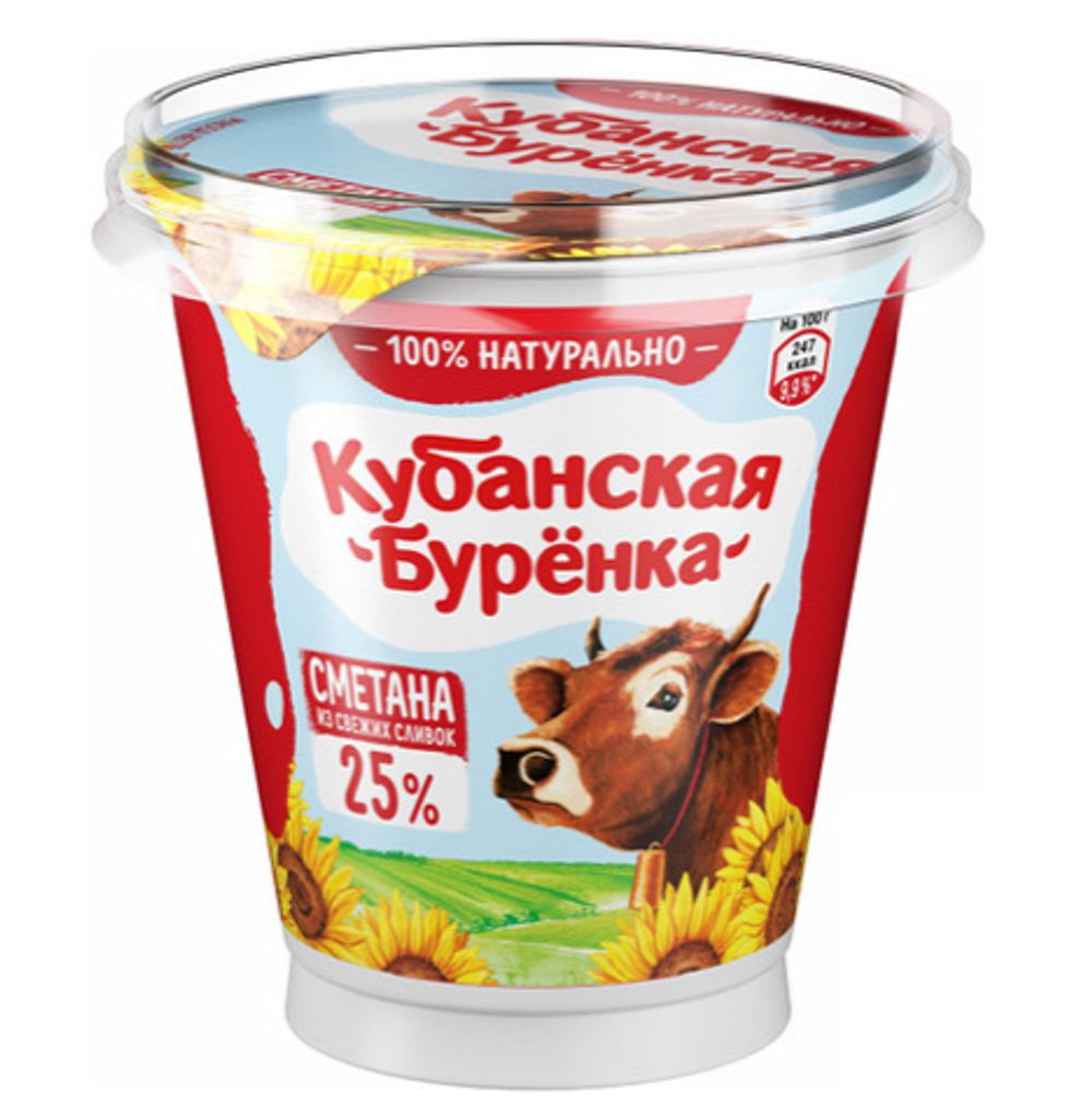 Сметана "Кубанская Буренка" 430гр 25%