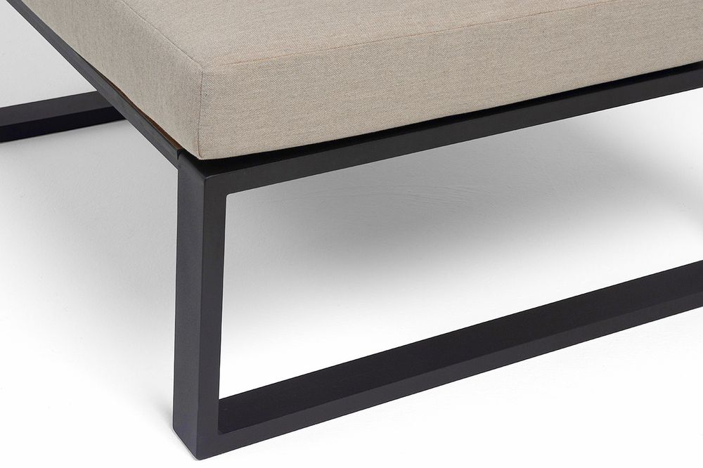 "Тулон" угловой модуль, каркас алюминий, HPL "дуб", черный муар, ткань бежевая 15052