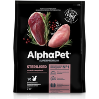 Alphapet 7кг "Superpremium"Сухой корм для стерилизованных кошек, утка и индейка