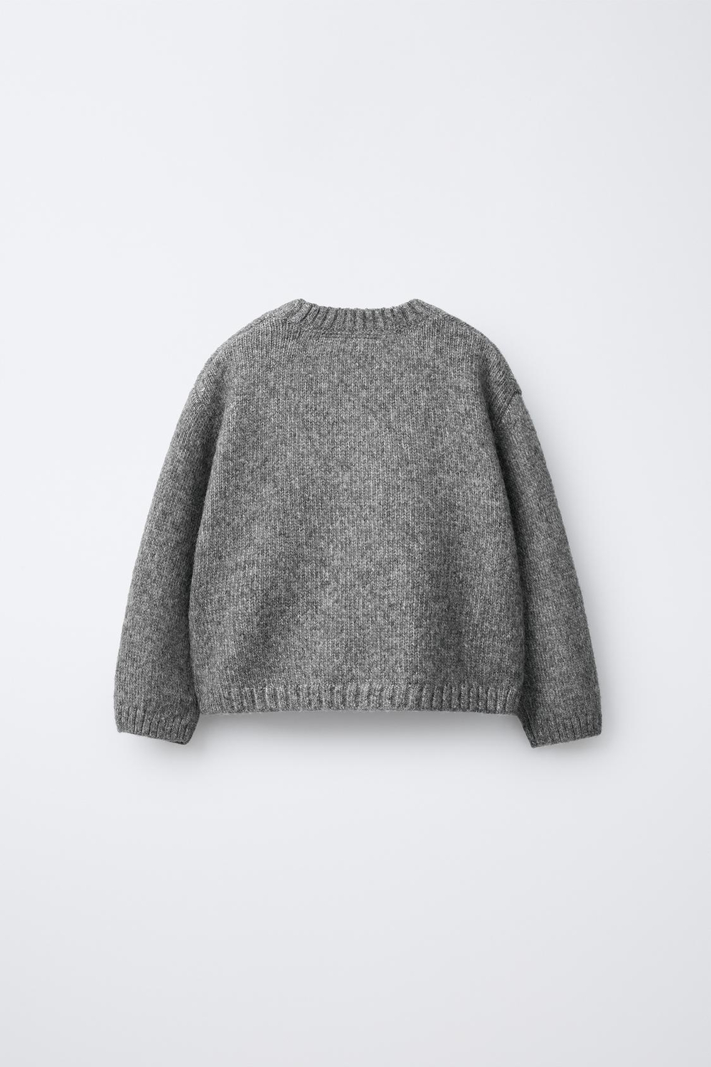 ZARA ТРИКОТАЖНЫЙ ДЖЕМПЕР С ВЫШИВКОЙ, СЕРЫЙ МЕЛАНЖ