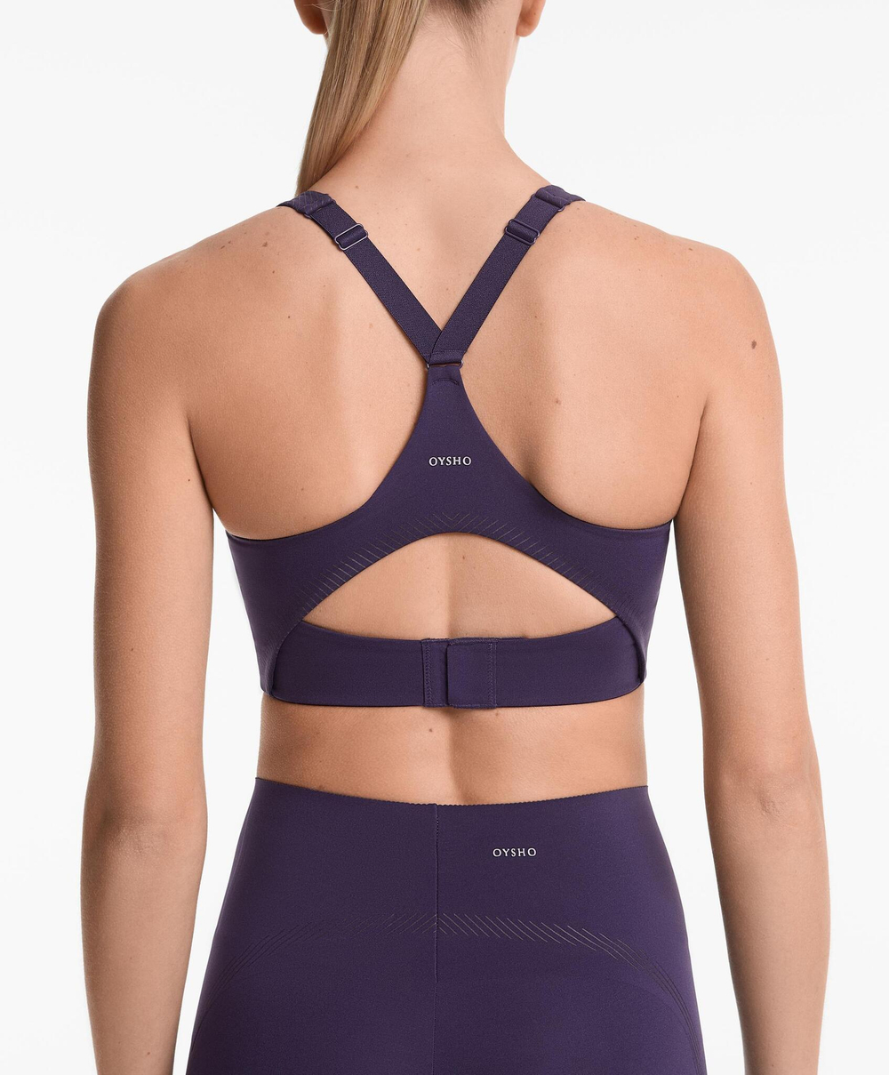 Oysho Спортивный бюстгальтер Compressive, темно-фиолетовый