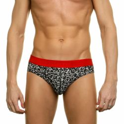 Трусы мужские слипы черные с узором DARKZONE DZN6349