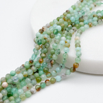 Хризопраз граненый бусины, диаметр 3,4-3,6 мм, цена за отрезок 19 см (1/2 нити)