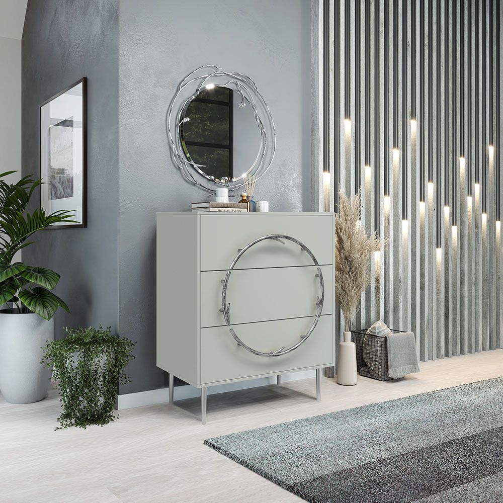 Комод Арт Колор matte Стайл Сильвер с 3 ящиками Серый дым матовый