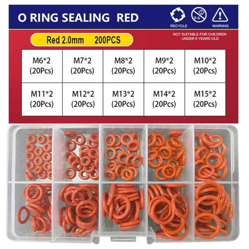 Кольца уплотнительные комплект 200 шт. 10 видов