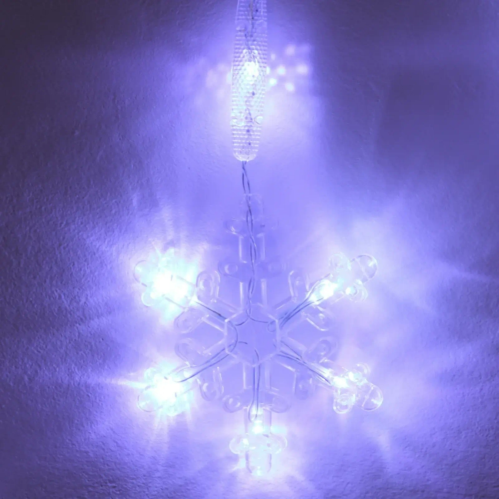 Гирлянда для дома БАХРОМА 2,5м*1/0,1м 136 ламп LED, с насадками Снежинка, 8 реж, IP-20, Белый (возможность соединения)