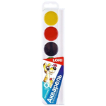 Акварель детская 6 цветов, без кисти, пластик (Lori)