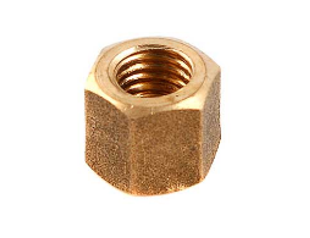 Гайка  8х1.25 приемной трубы 2101 (латунь) h= 7 мм. НИЗКАЯ (уп10/20шт)