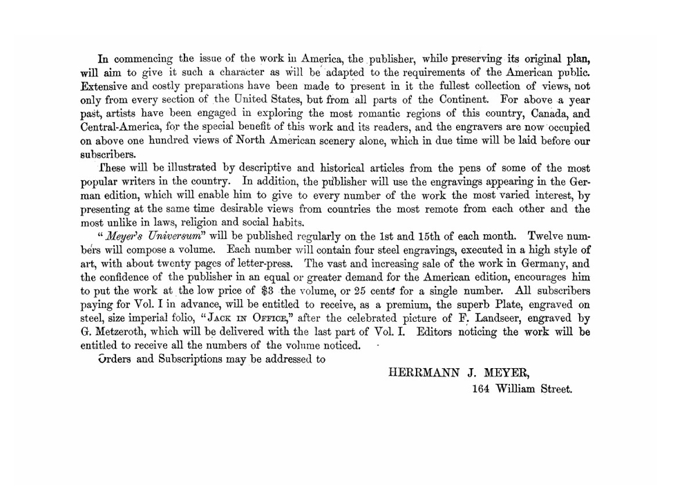 Meyer's Universum or Views of the Most Remarkable Places and Objects of All Countries. Volume 1 | Dana Charles A.