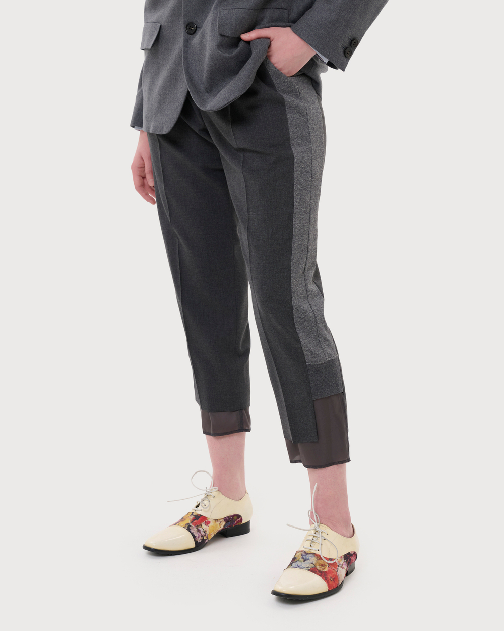 UNDERCOVER БРЮКИ КОМБИНИРОВАННЫЕ СЕРЫЕ