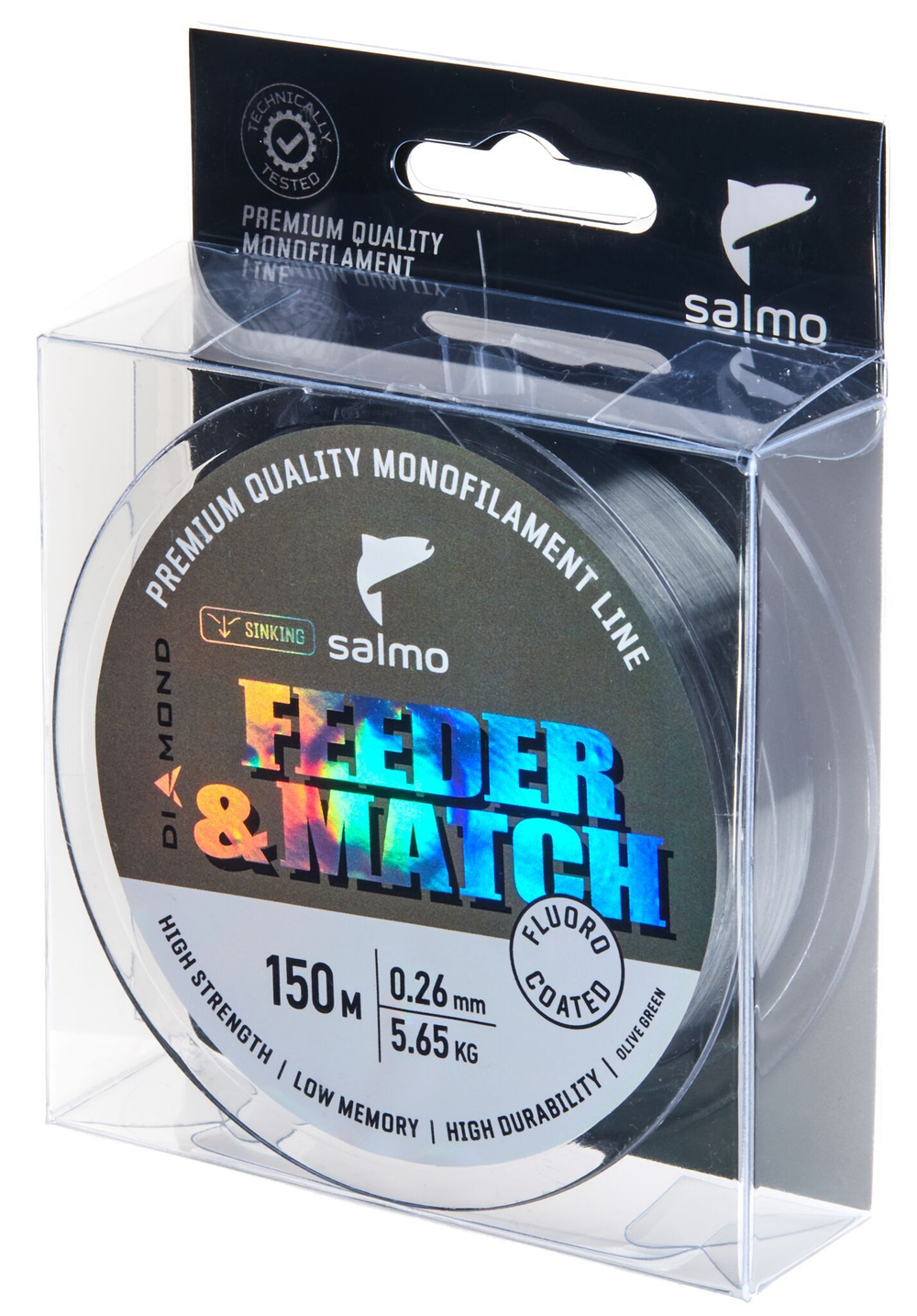 Леска монофильная Salmo Diamond FEEDER & MATCH FLUORO COATED Olive Green 150/026
