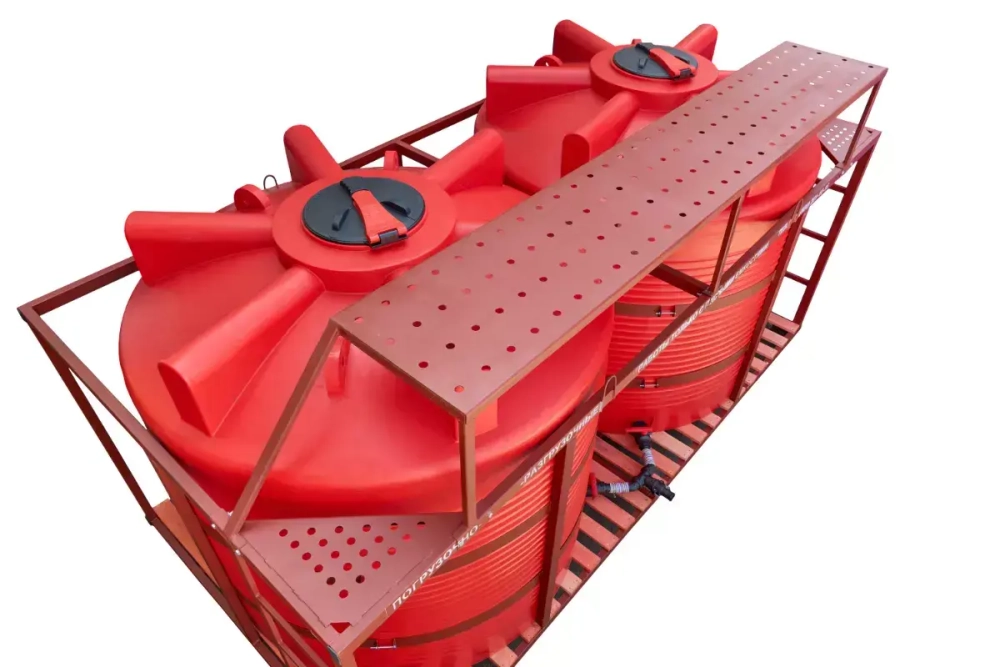 Кассета для перевозки ЖКУ с трапом и системой "КАСКАД" 2*5000 Пластерра PT KAS (11000 л.) вертикальный (4120x2080x2120см;красный) - арт.561543