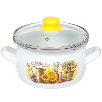 Кастрюля сталь, эмал, 3 л, с крыш, Сантэкс, Милый дом, 1-2430112, индукц