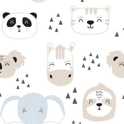 Милые зверюшки. Панда, слон, лемур, тигренок, зебра.