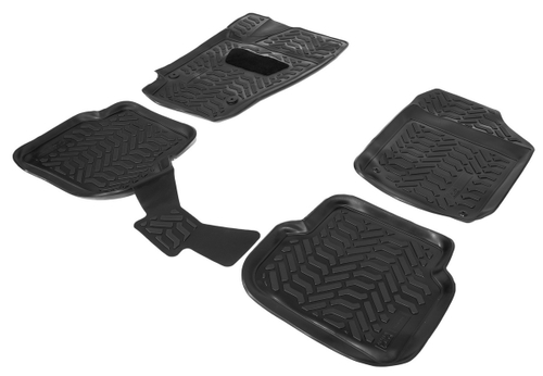 Коврики в салон автомобиля AutoFlex для Volkswagen Polo V поколение седан 2010-2020, полиуретан, с крепежом, 4 части, 9580101