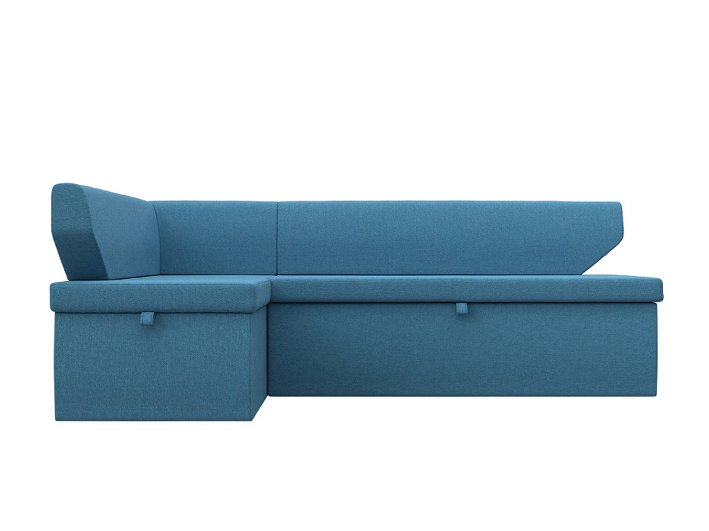 Диван кухонный угловой Омура левый угол, Амур 10 голубой, Рогожка, 125899L
