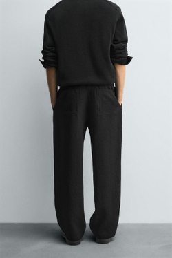 ZARA СТРУЯЩИЕСЯ БРЮКИ СО СКЛАДКАМИ, ЧЕРНЫЙ