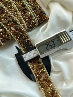 Тесьма термоклеевая коричневая со стразами и камнями