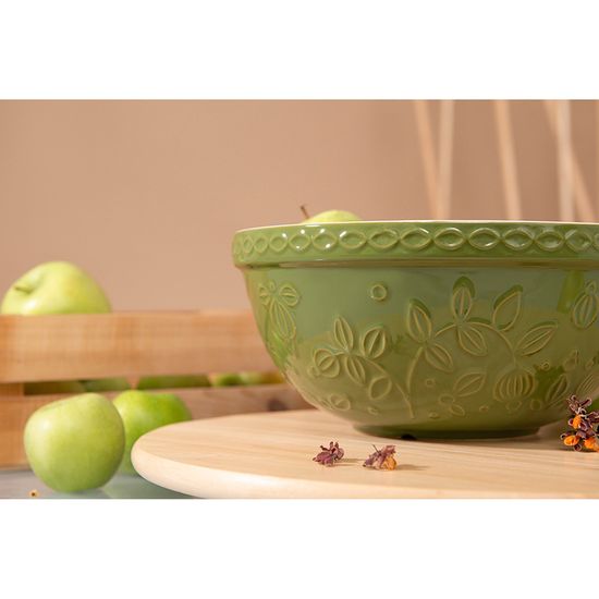 Миска зеленого цвета с рельефным узором Ягоды Тайги из коллекции russian north, 2,5 л