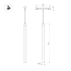 Светильник MAG-ORIENT-TUBE-HANG-L500-7W Day4000 (BK, 360 deg, 48V) (Arlight, IP20 Металл, 3 года) 041595