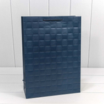 Пакет подарочный 31х41.5х12см Фигуры и узоры "Квадраты" (Синий)