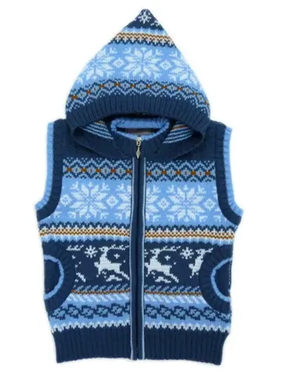 Жилет вязаный на молнии с капюшоном