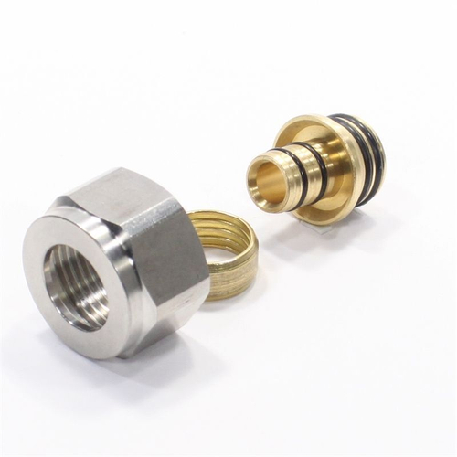 Резьбозажимное 16 x 2.2-3/4", WAAG, обжим-резьба, вн., латунь (никель) евроконус