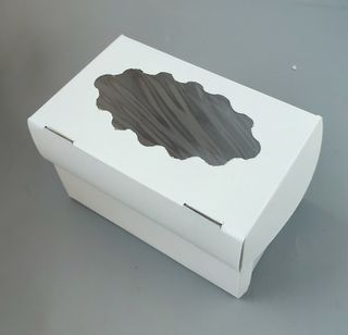 Коробка ЭКО-крафт белая 16х10х10 см  - 2 кекса