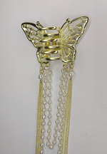 Блестящий краб-бабочка для волос с кисточками со стразами и жемчугом (имитация) . Золото