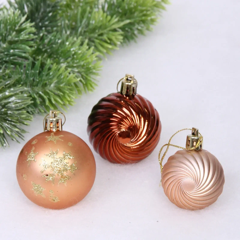 Набор шаров «Christmas» 5 см + 4 см (24 предметов), Шоколад/Шампань