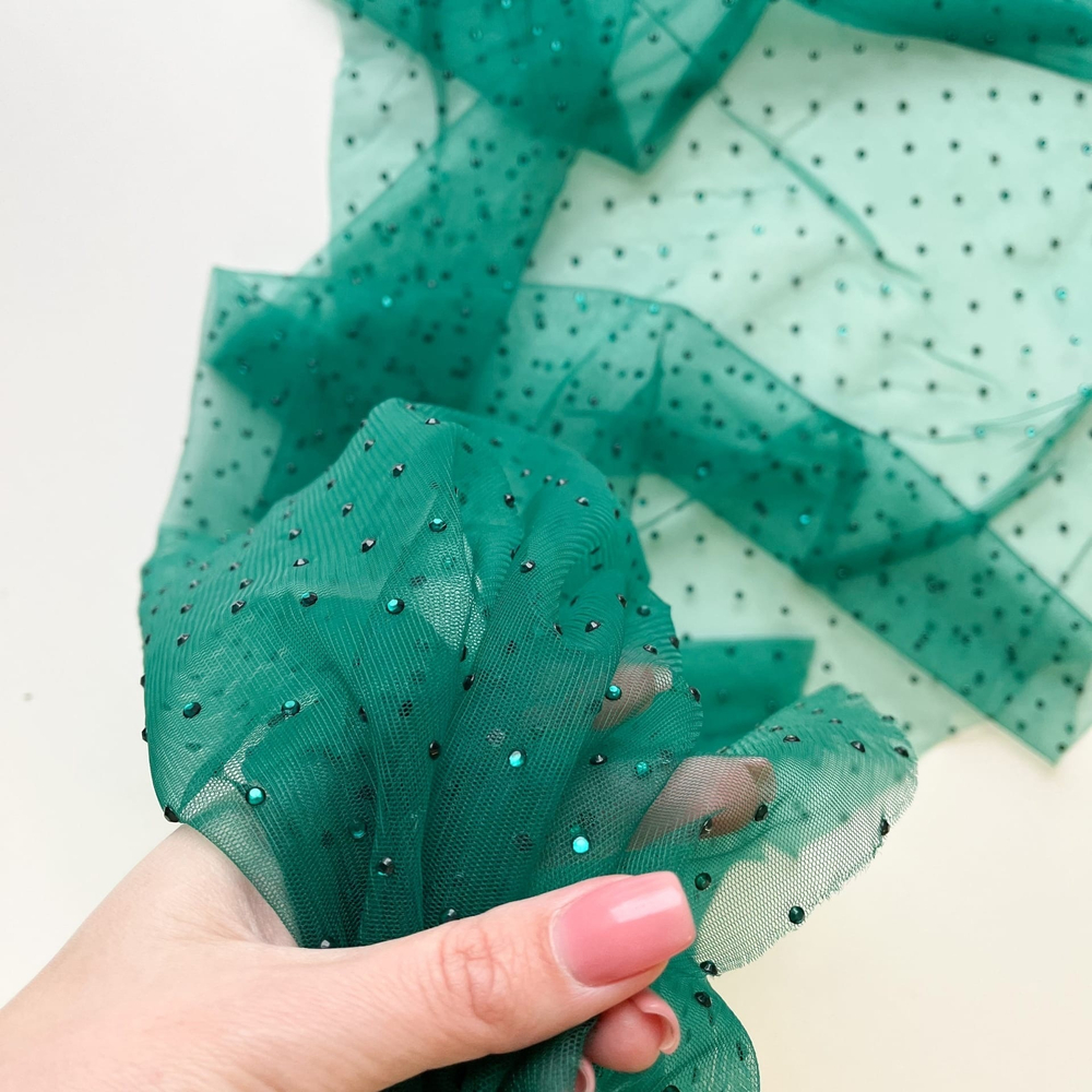 Фатин со стразами Изумрудный