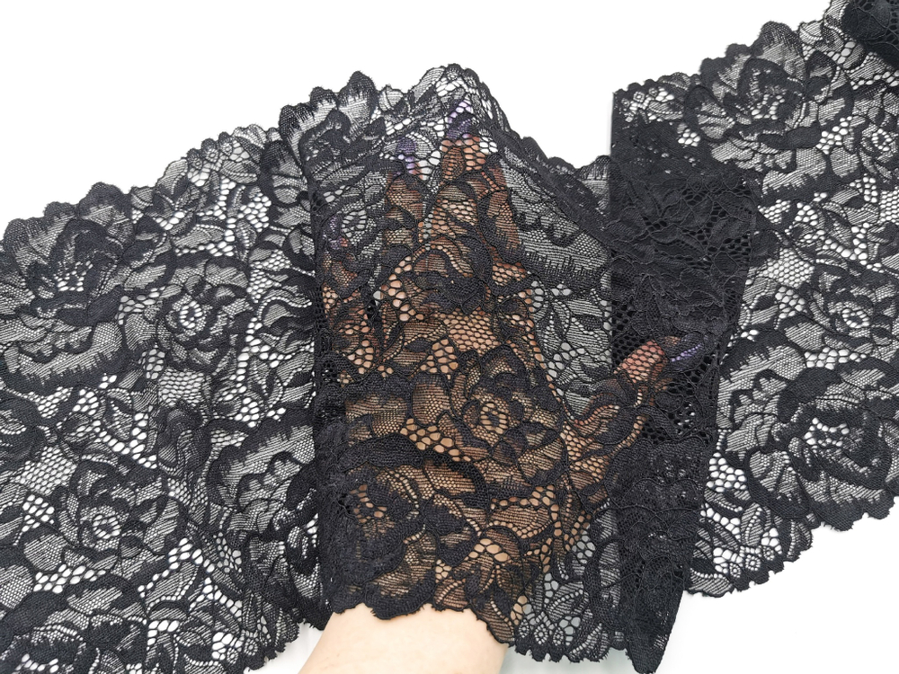 Эластичное кружево, черное, 20,5 см, (Арт: EK-2768), м