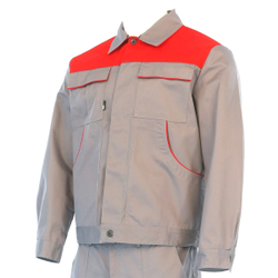 Костюм рабочий ПРОФЕССИОНАЛ-1 (куртка, брюки), смесовая, серый/красный