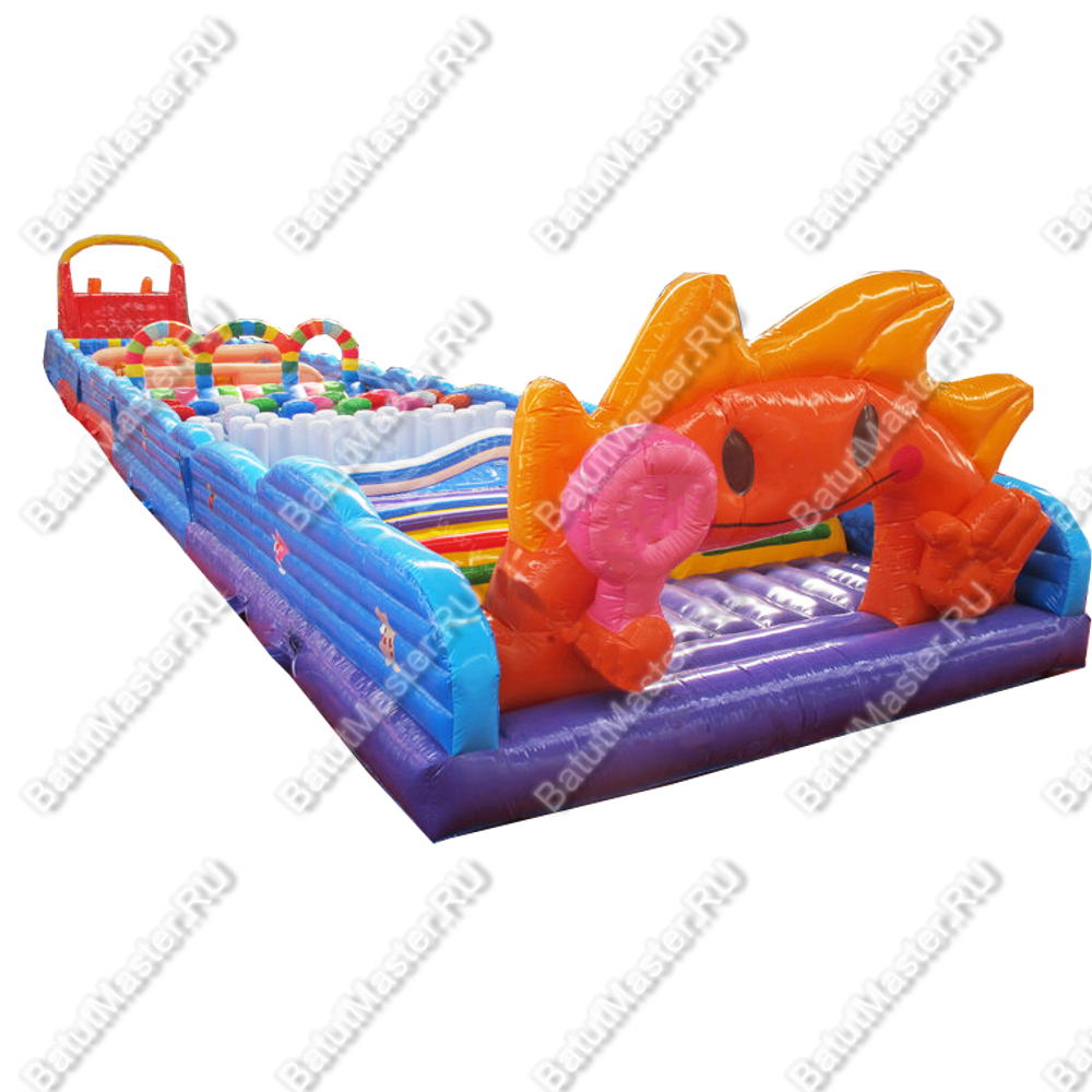 Коммерческая надувная полоса препятствий "Солнечная" 43,5*6*5,5 м