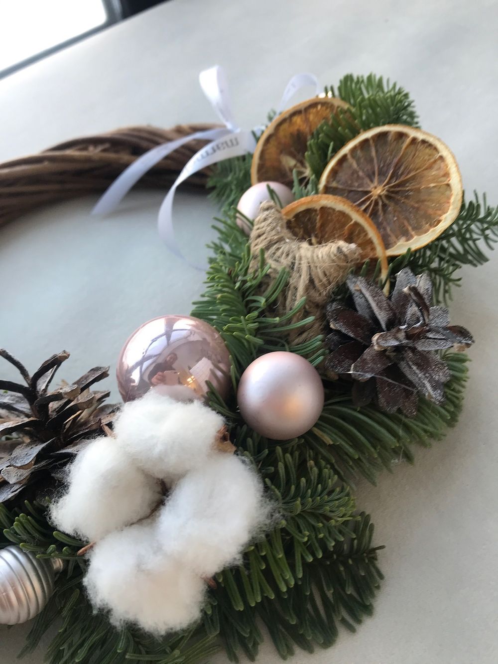 Мастер-класс РОЖДЕСТВЕНСКИЙ ВЕНОК на плетеной основе