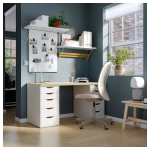 Письменный стол с ящиками - IKEA MITTCIRKEL/ADILS, 140х60 см, под беленый дуб/белый, МИТКЕРКЕЛ/АДИЛЬС ИКЕА
