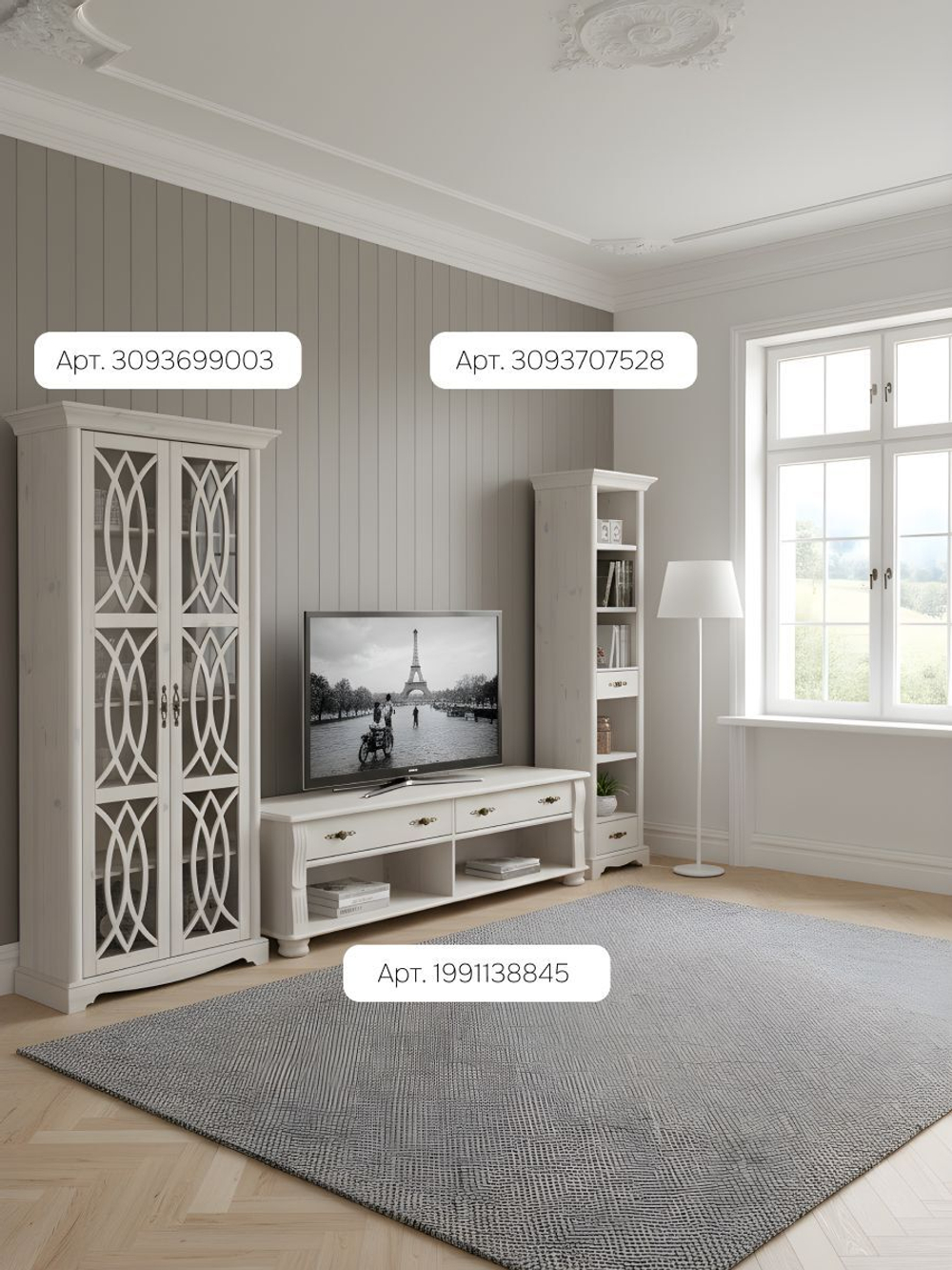 Витрина Вера, 90х40х195, двухдверная витрина, массив сосны, Dipriz