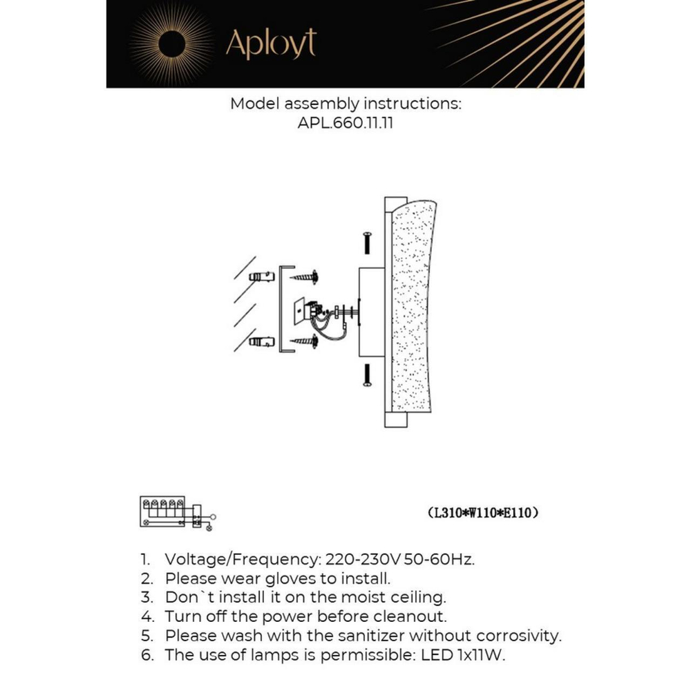 Настенный светодиодный светильник Aployt Klemens APL.660.11.11